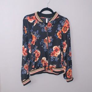Xhilaration flower bomber jacket size M